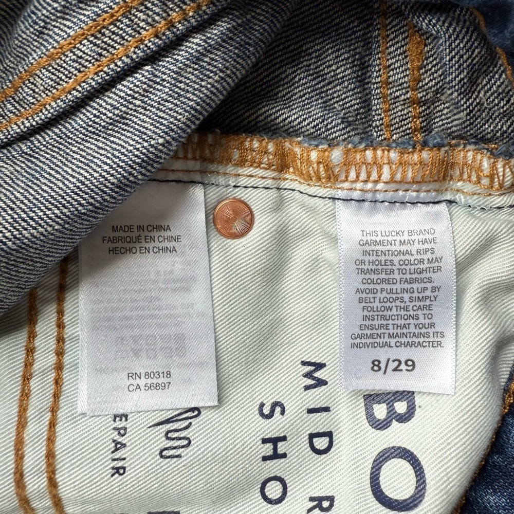 NWT Lucky Brand Mid Rise Boy Jean Shorts Raw Hem Distressed Size 29/8 - Picture 9 of 11